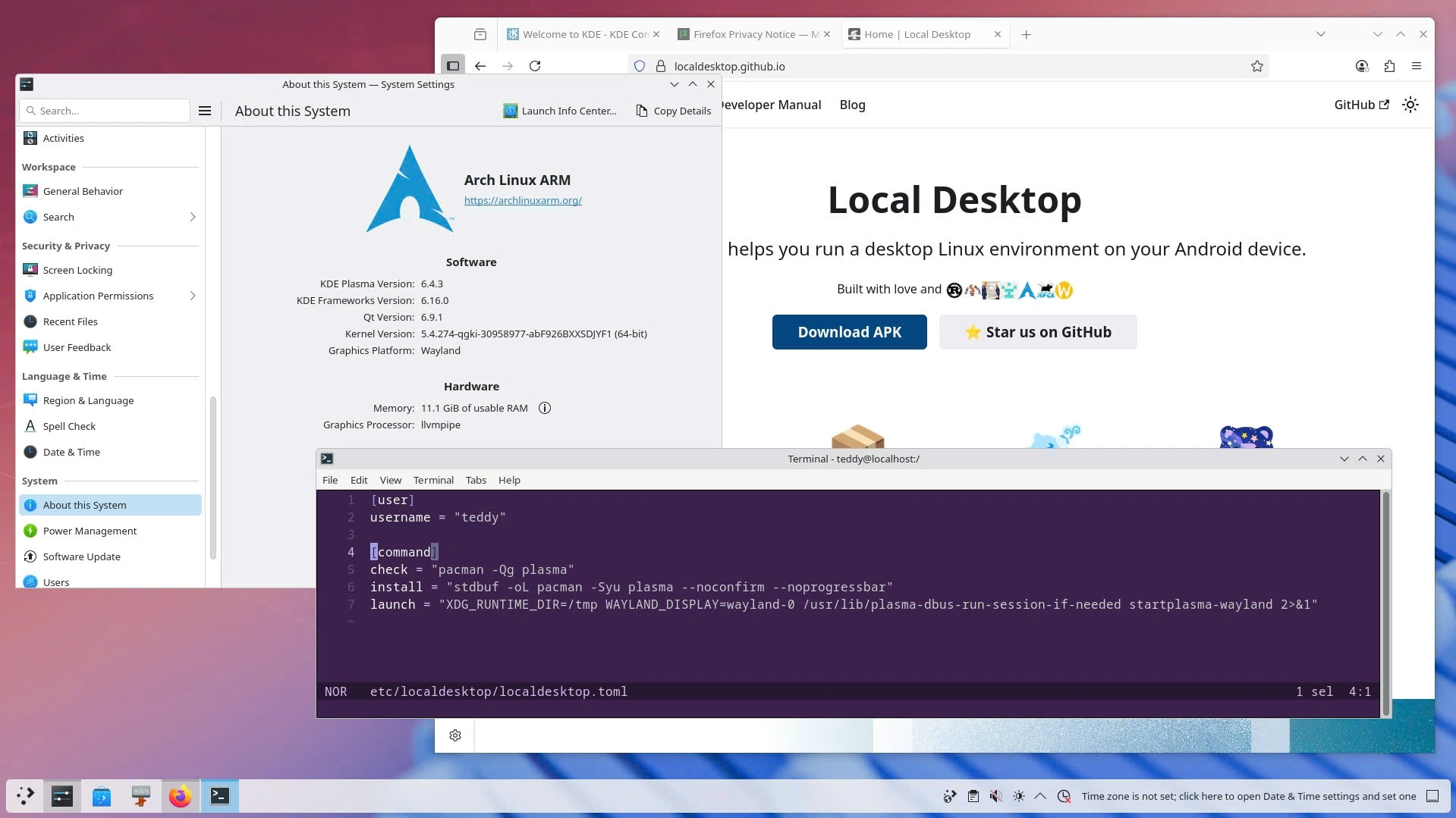 KDE Plasma on Local Desktop